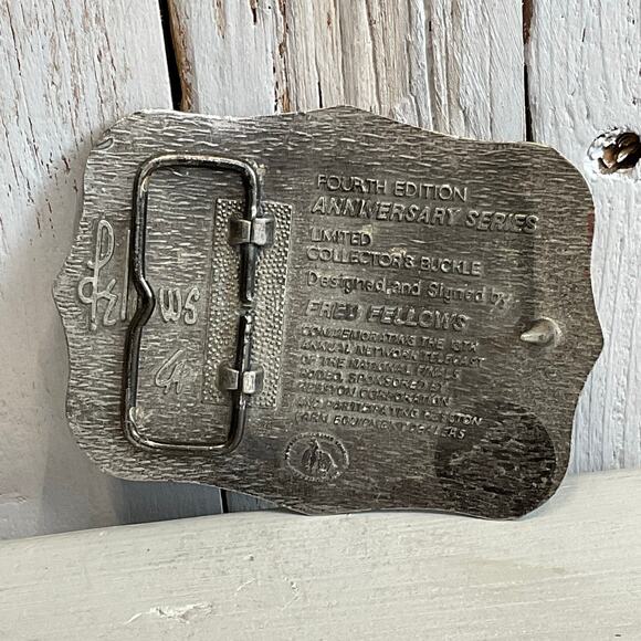 1986 National Finals Rodeo Hesston Belt Buckle Fred Fellows NFR 4th Edition - Picture 4 of 7